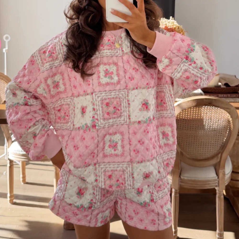 Floral Pink Quilted Women's Set